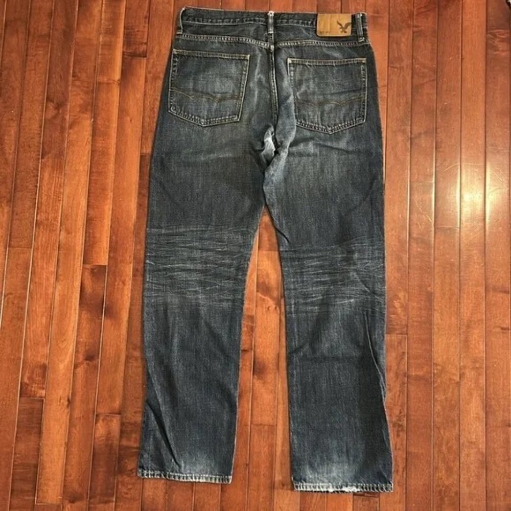 American Eagle Outfitters Men’s Dark Blue Relaxed Straight Jeans Size 33/34 - Picture 2 of 2